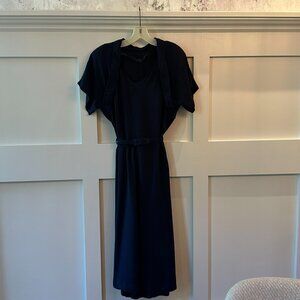 💙 1940s Vintage Navy Flutter-Sleeve Dress 💙